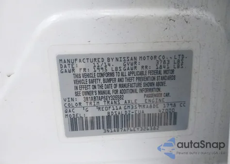 2014 Nissan Sentra Sv from USA, damaged, VIN 3N1AB7AP6EY326582